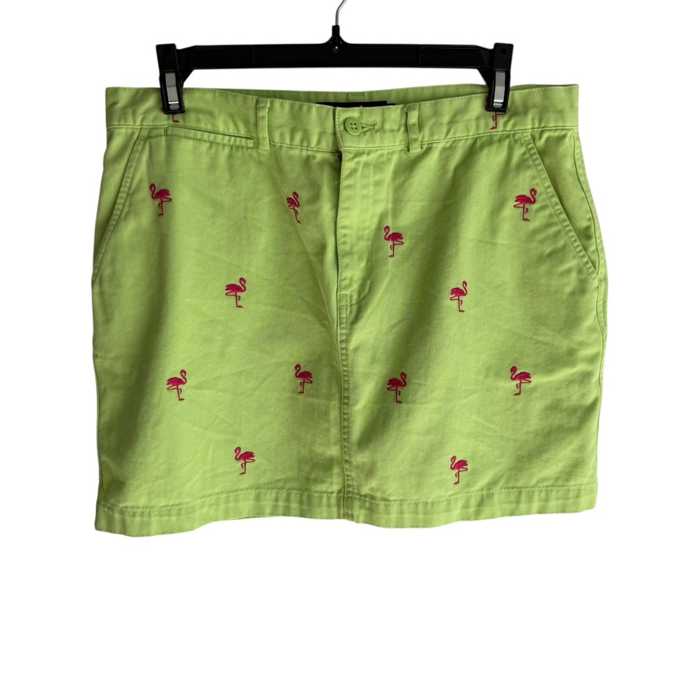 RALPH‎ LAUREN Lime Green Flamingo Ladies Mini Skirt, 6